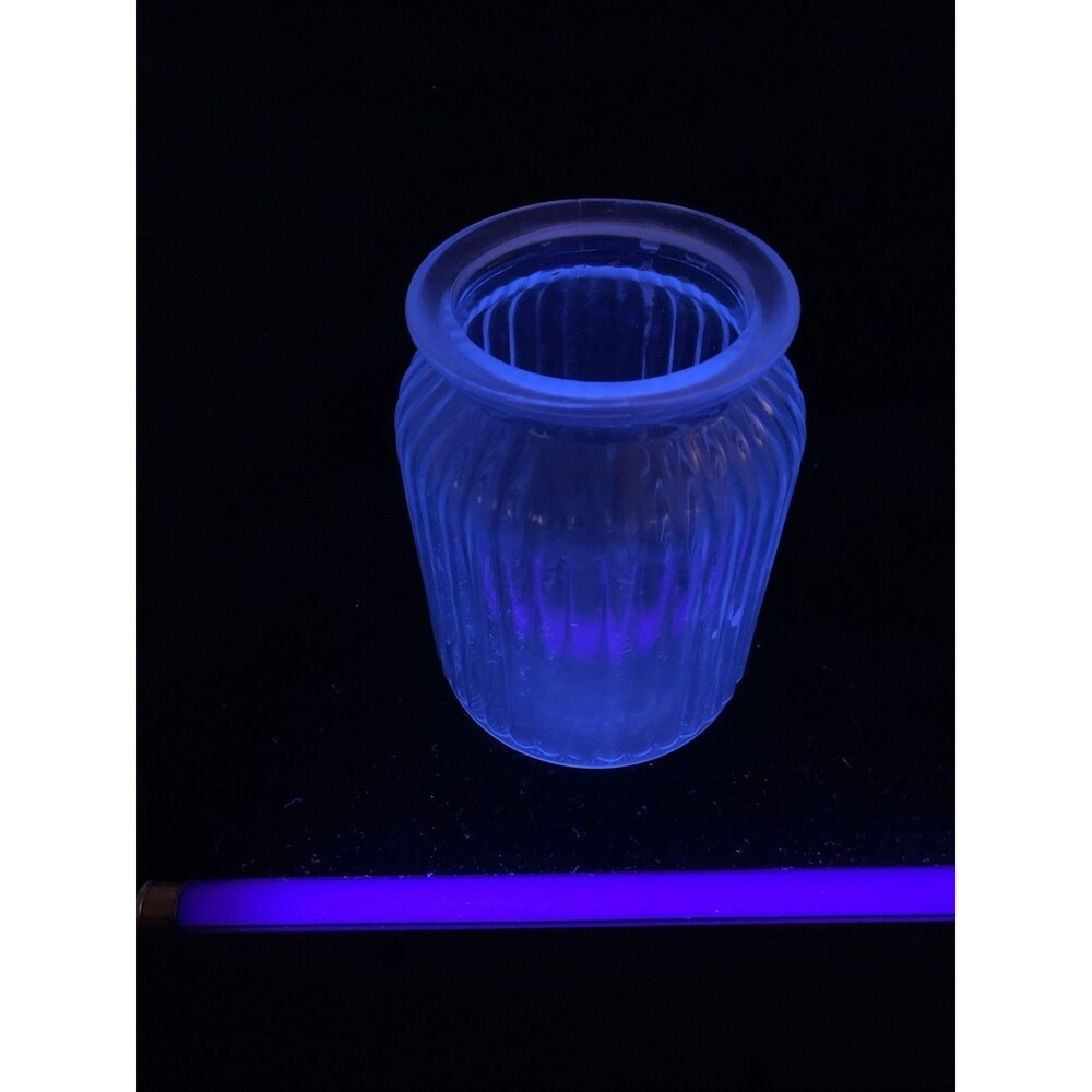 VIntage Ribbed Decorative 6" Blue Glass Jar